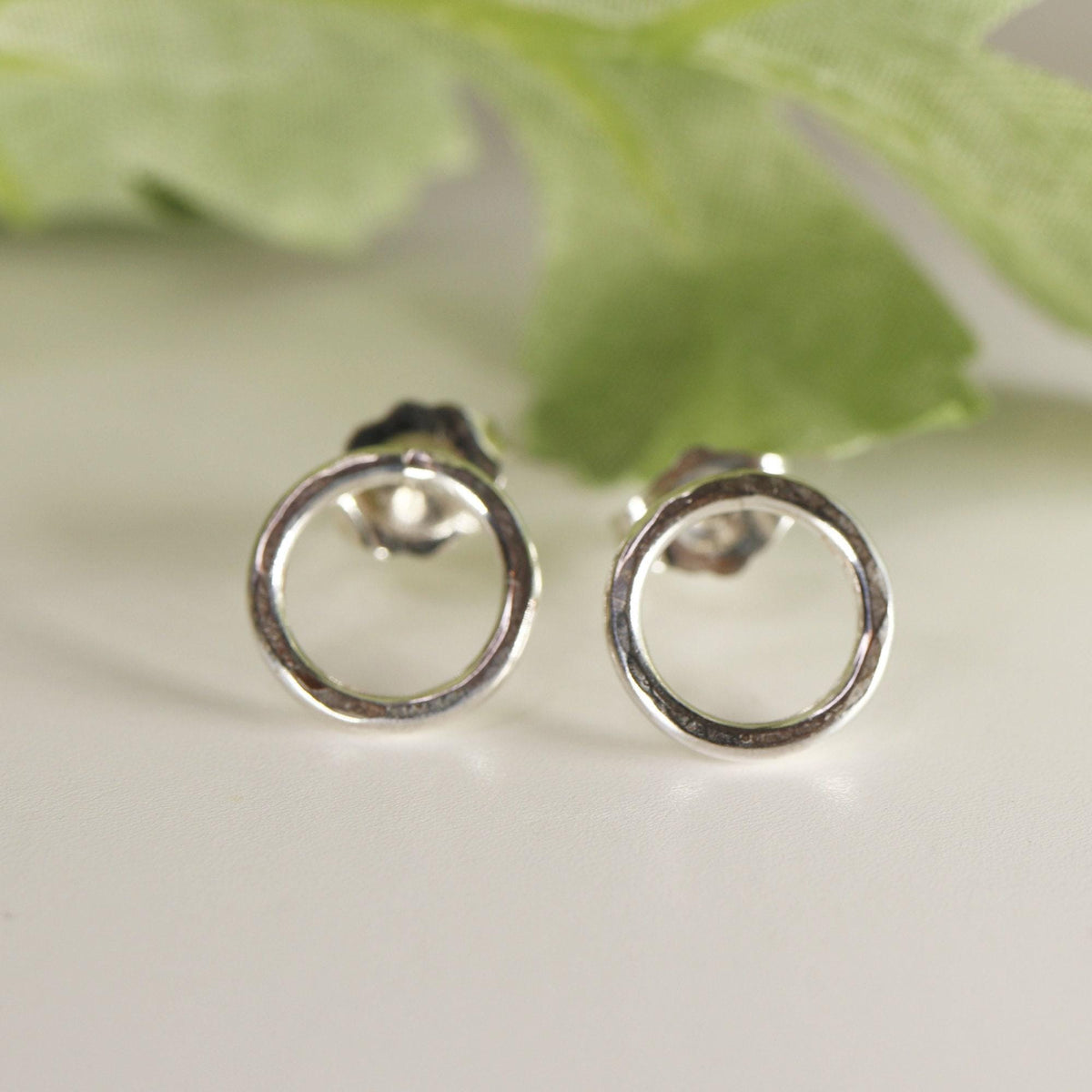 10mm Hammered Circle Stud Earrings, Gold Filled or Sterling Silver Studs - Melt'm Jewelry