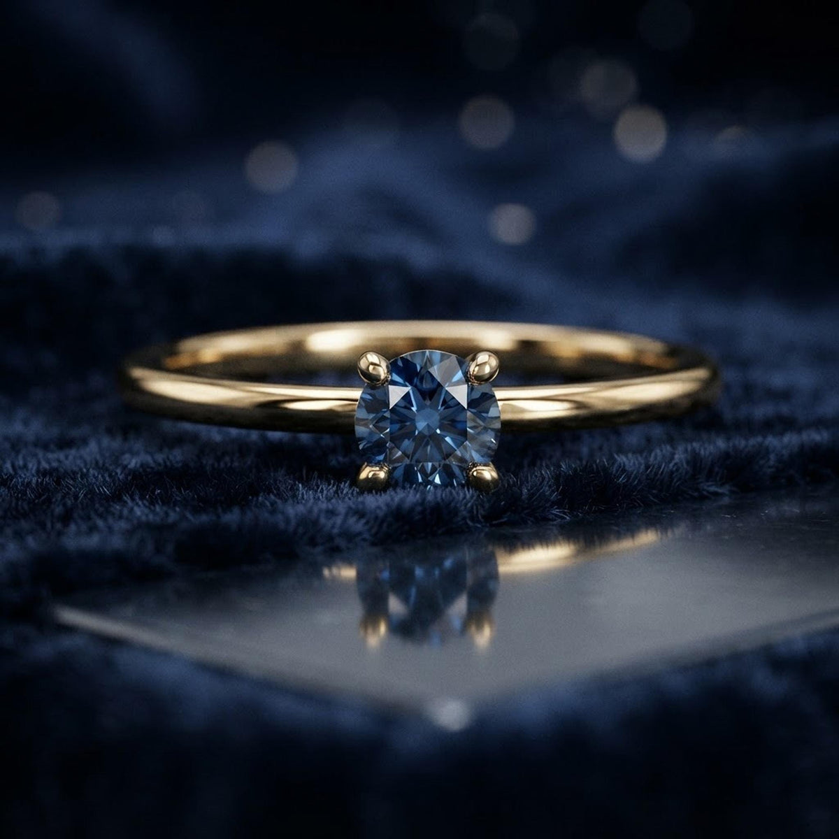 Montana Sapphire Ring 14k Gold, Blue Sapphire Solitaire Engagement Ring, Minimalist Promise Jewelry, September Birthstone Gift for Her shown in an AI-generated listing photo