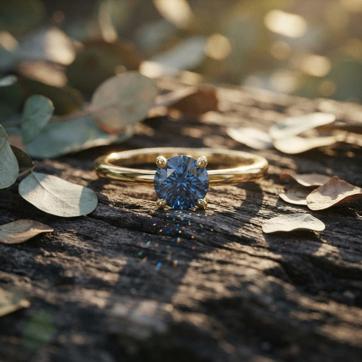 Montana Sapphire Ring 14k Gold, Blue Sapphire Solitaire Engagement Ring, Minimalist Promise Jewelry, September Birthstone Gift for Her shown in an AI-generated listing photo