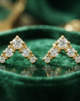 14k Gold Diamond Chevron Stud Earrings (SINGLE or PAIR) - Melt'm Jewelry