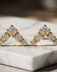 14k Gold Diamond Chevron Stud Earrings (SINGLE or PAIR) - Melt'm Jewelry