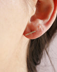 Diamond Bar Earrings in 14k Gold (SINGLE or PAIR) - Melt'm Jewelry