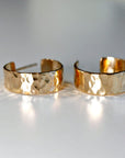 Chunky Gold Hoops, Hammered Gold Thick Hoop Earrings - Melt'm Jewelry