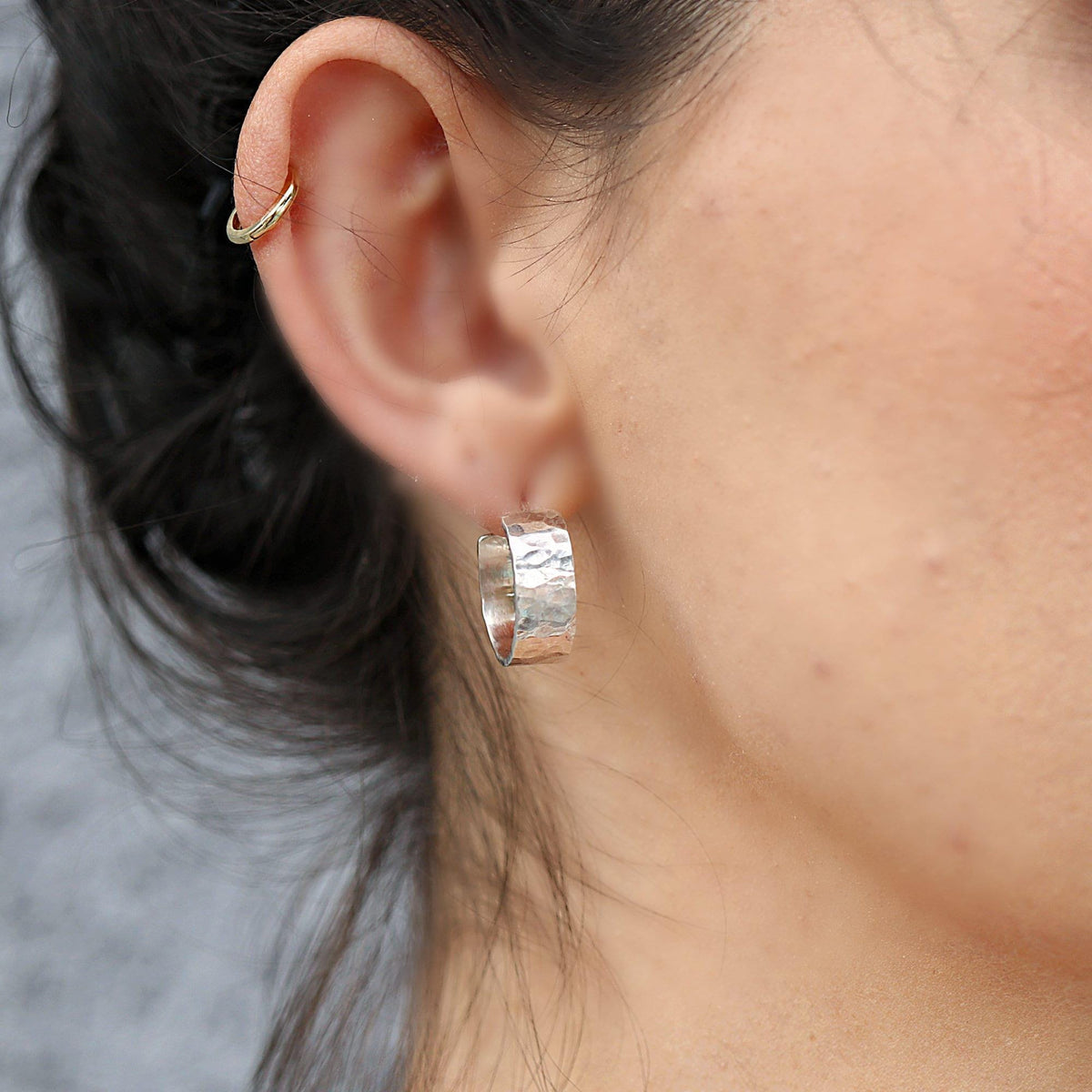 Chunky Gold Hoops, Hammered Gold Thick Hoop Earrings - Melt'm Jewelry