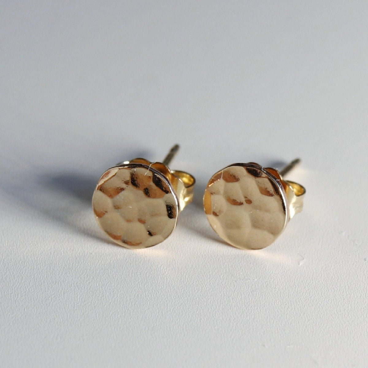 Gold Filled Hammered Disc Stud Earrings - Melt'm Jewelry