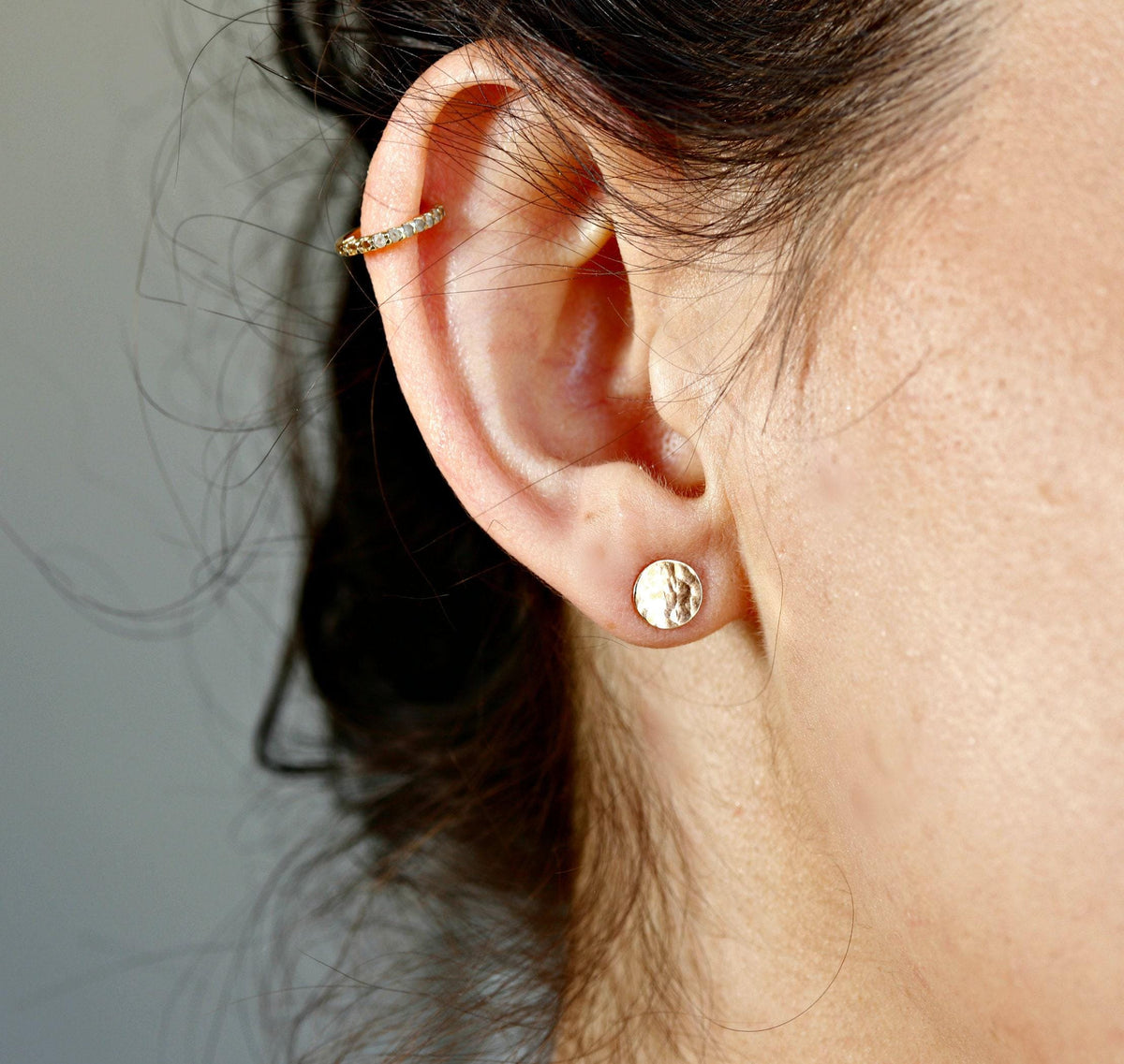 Gold Filled Hammered Disc Stud Earrings - Melt'm Jewelry