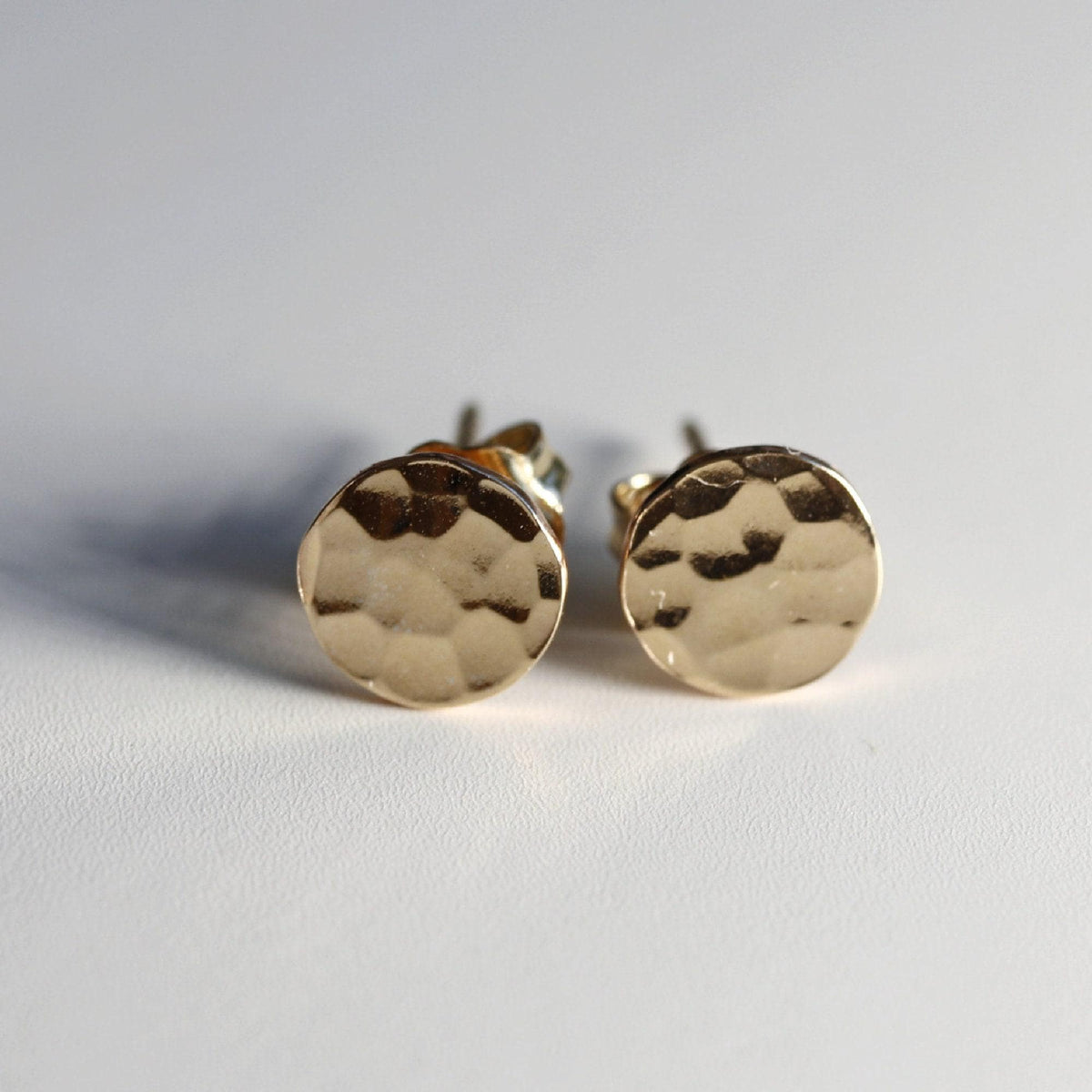 Gold Filled Hammered Disc Stud Earrings - Melt'm Jewelry