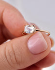 One of a Kind Rainbow Moonstone Ring, 14K Solid Gold, Faceted Cushion Cut Moonstone Ring, Unique Gemstone Ring