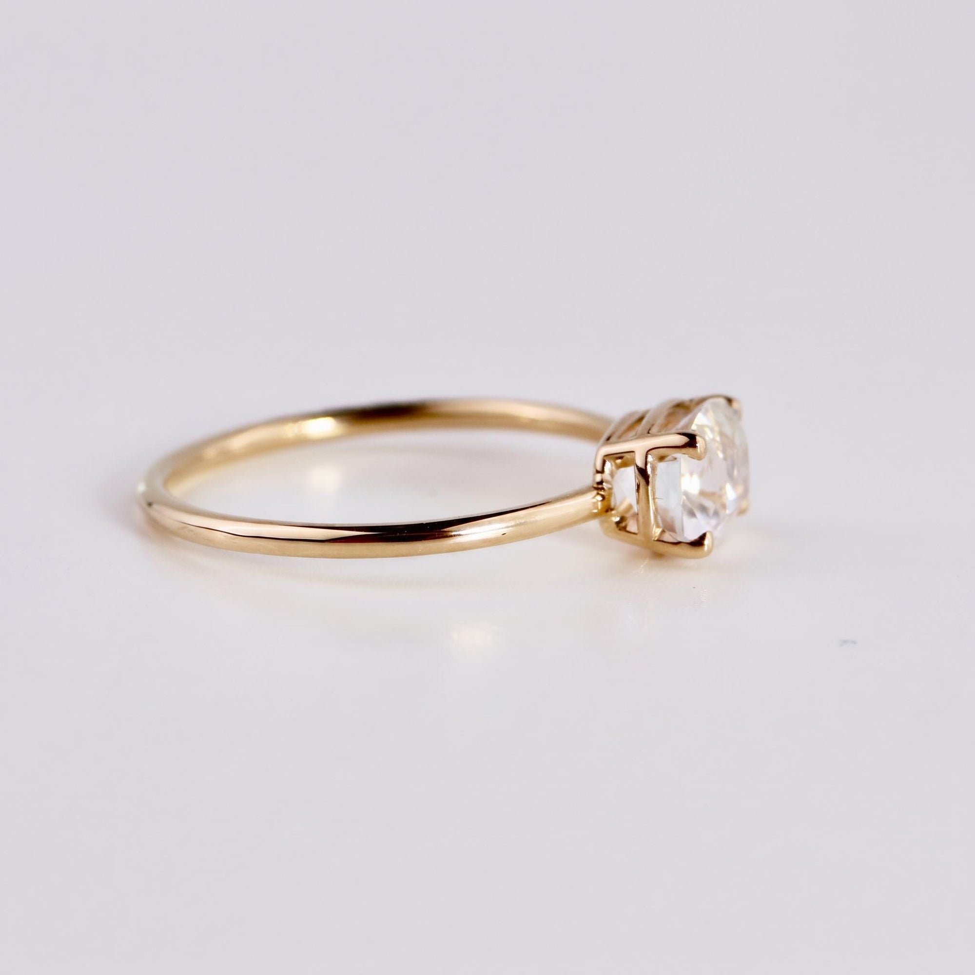 One of a Kind Rainbow Moonstone Ring, 14K Solid Gold, Faceted Cushion Cut Moonstone Ring, Unique Gemstone Ring