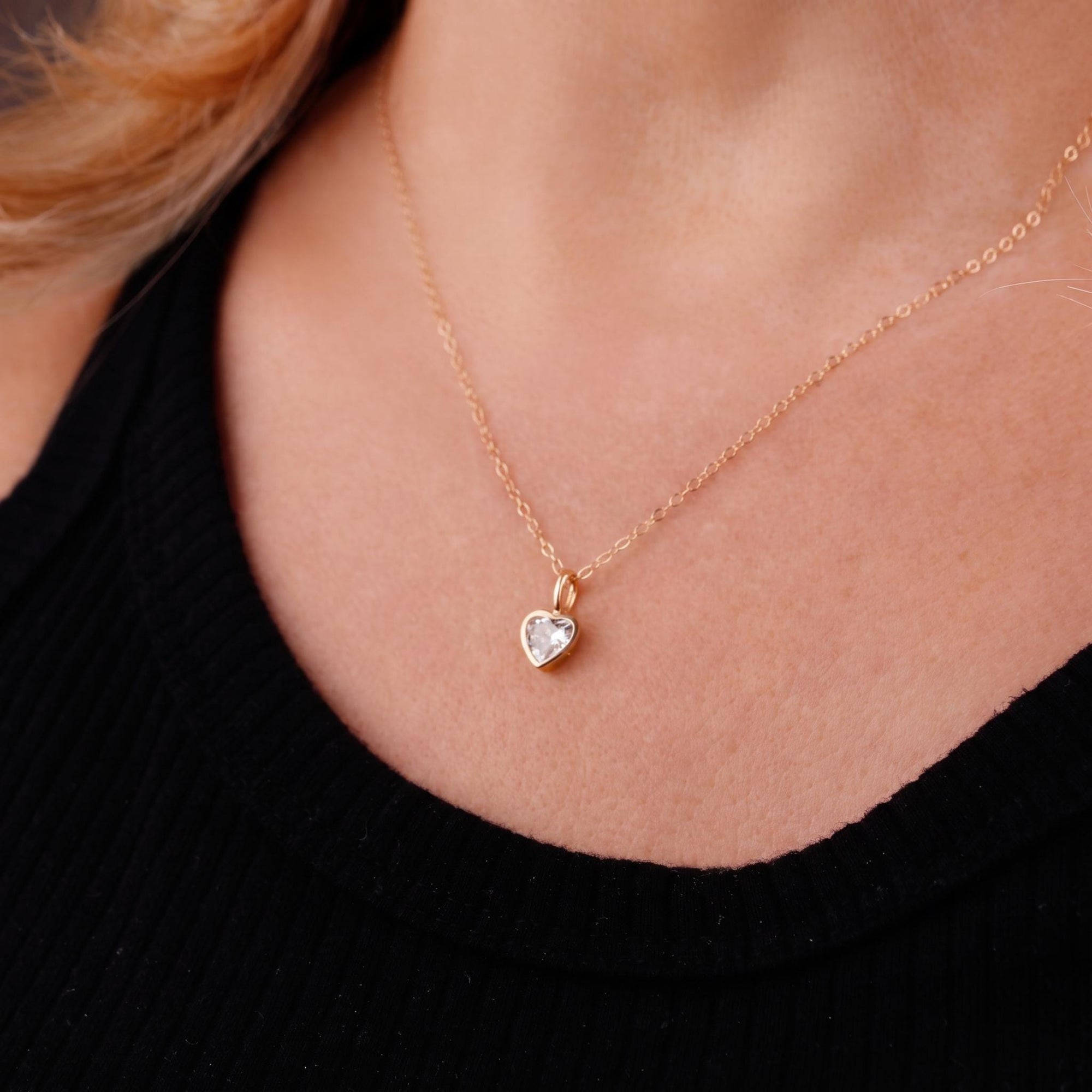 Lab Grown Diamond Heart Pendant, 14K Solid Gold Bezel Set Heart Necklace, 0.69 Carat Diamond, Handmade Fine Jewelry