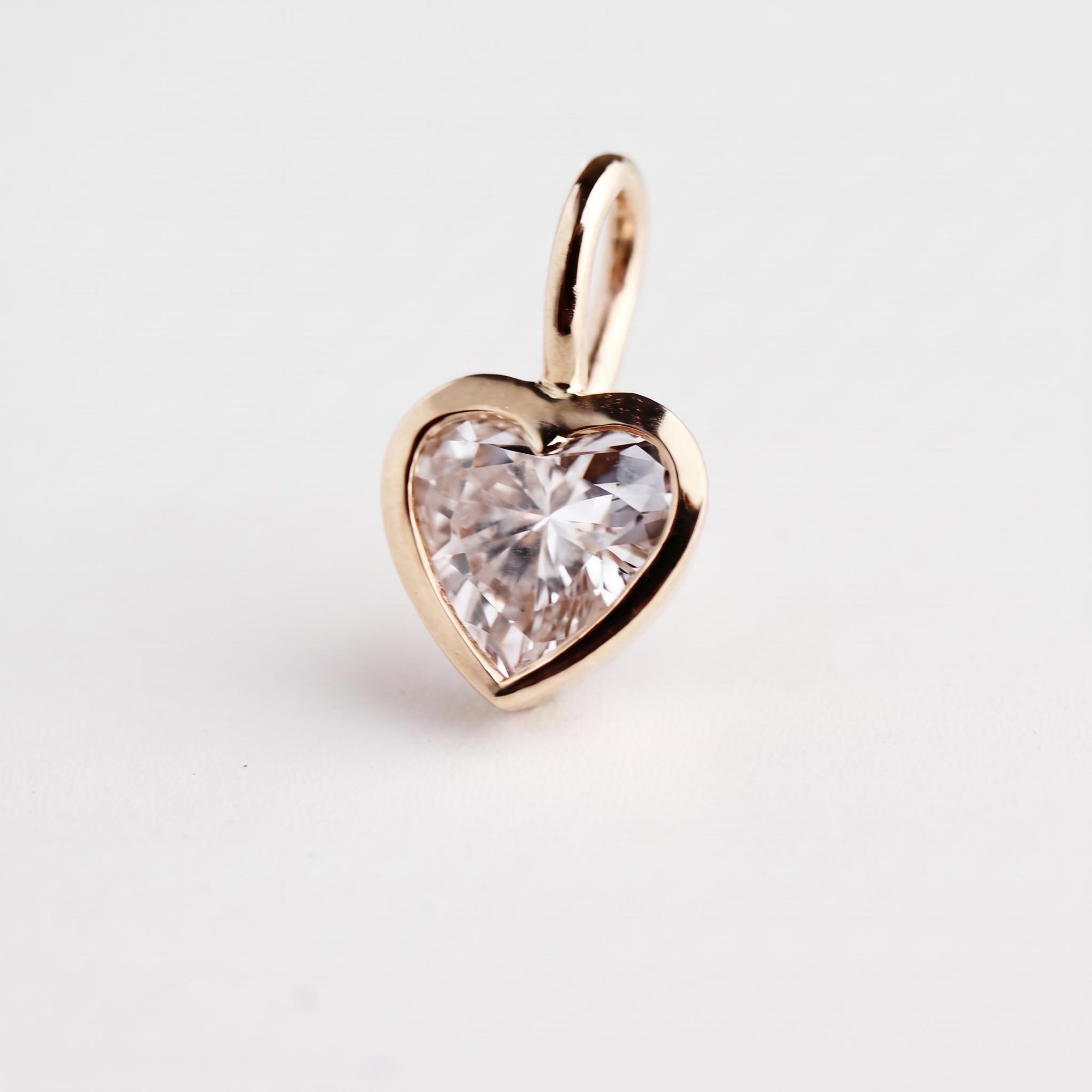 Lab Grown Diamond Heart Pendant, 14K Solid Gold Bezel Set Heart Necklace, 0.69 Carat Diamond, Handmade Fine Jewelry