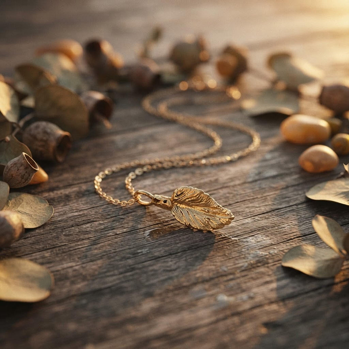 14k Solid Gold Leaf Necklace - Melt'm Jewelry