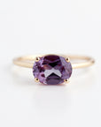 Color Change Sapphire Ring 14K Gold, East West Oval Lab Grown Sapphire Ring, Purple Sapphire Engagement Ring, Alternative Bridal Ring