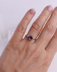Color Change Sapphire Ring 14K Gold, East West Oval Lab Grown Sapphire Ring, Purple Sapphire Engagement Ring, Alternative Bridal Ring