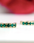 Emerald Huggie Earrings 14K Gold, Lab Grown Emerald Hoop Earrings, 15mm Solid Gold Huggies, Green Gemstone Fine Jewelry