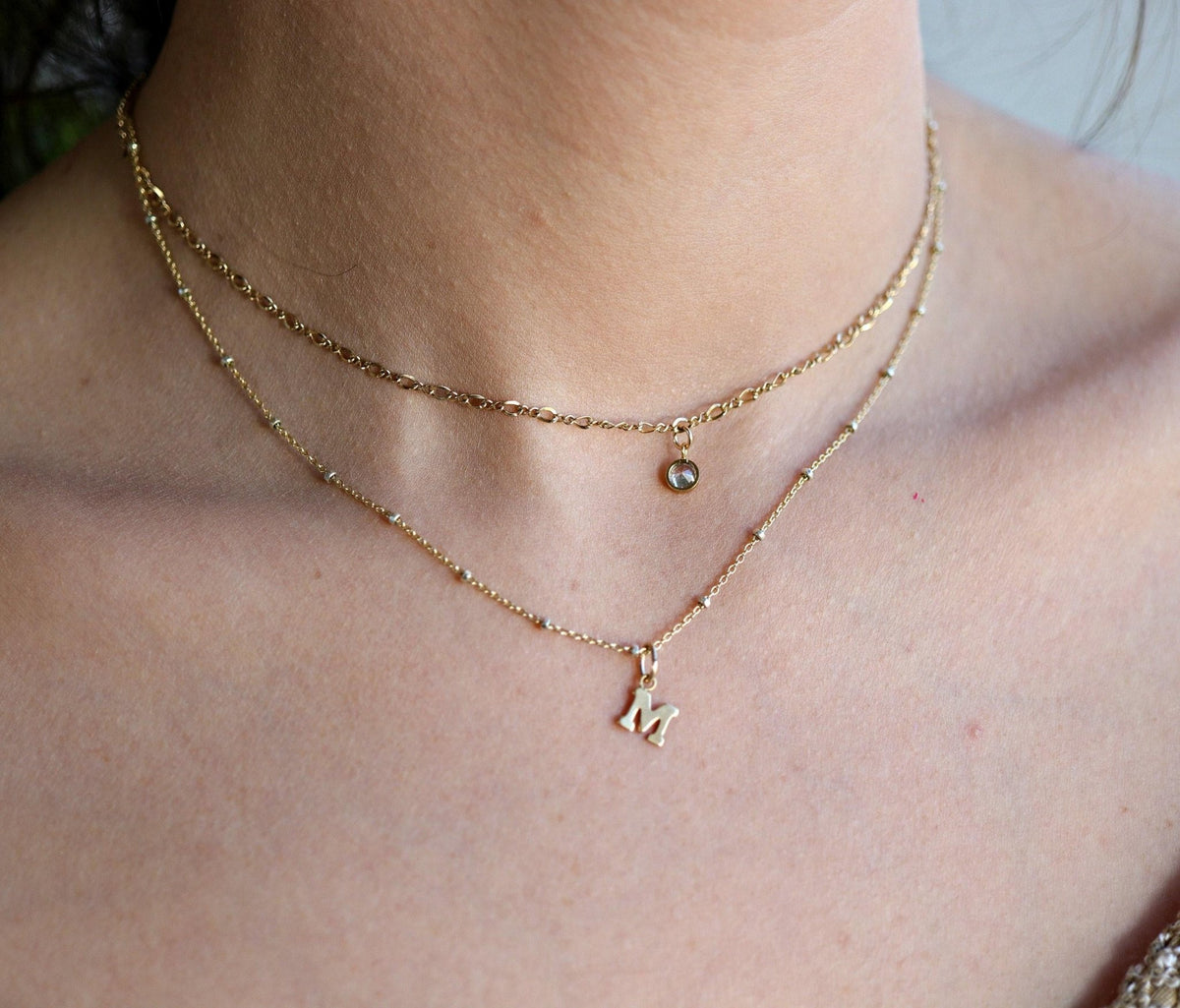 Gold Filled Satellite Initial Necklace - Personalized Dainty Letter Pendant - Melt'm Jewelry