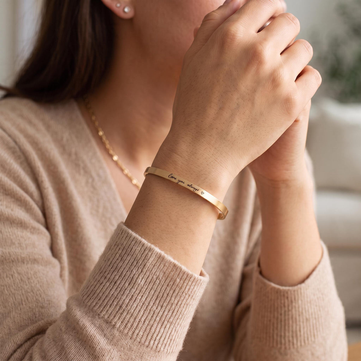 Custom Handwriting Cuff, 4mm Gold Filled Bracelet, Actual Handwriting Engraving, Personalized Memorial Jewelry