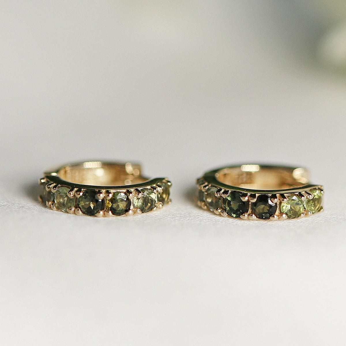 Pink Tourmaline Hoop Earrings 14k Gold - Melt'm Jewelry