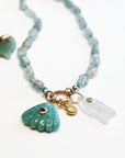 Moss Aquamarine Nugget Necklace, Gemstone Beads on Hand Knotted Silk Cord - Melt'm Jewelry
