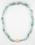 Moss Aquamarine Nugget Necklace, Gemstone Beads on Hand Knotted Silk Cord - Melt'm Jewelry