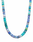 Ethiopian Opal Necklace, Natural Opal Beaded Necklace, Teal Purple Opal Rondelle Necklace, Silk Knotted, 14K Gold Filled - Melt'm Jewelry