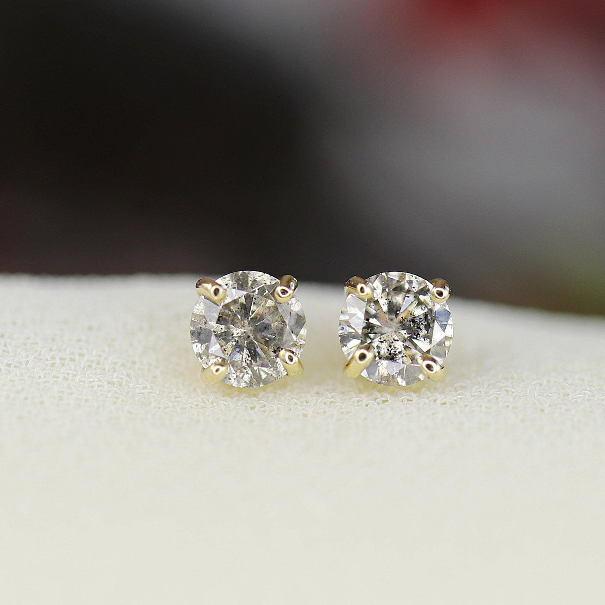 0.20 Ct Salt and Pepper Diamond Earrings 14k Gold - Melt'm Jewelry