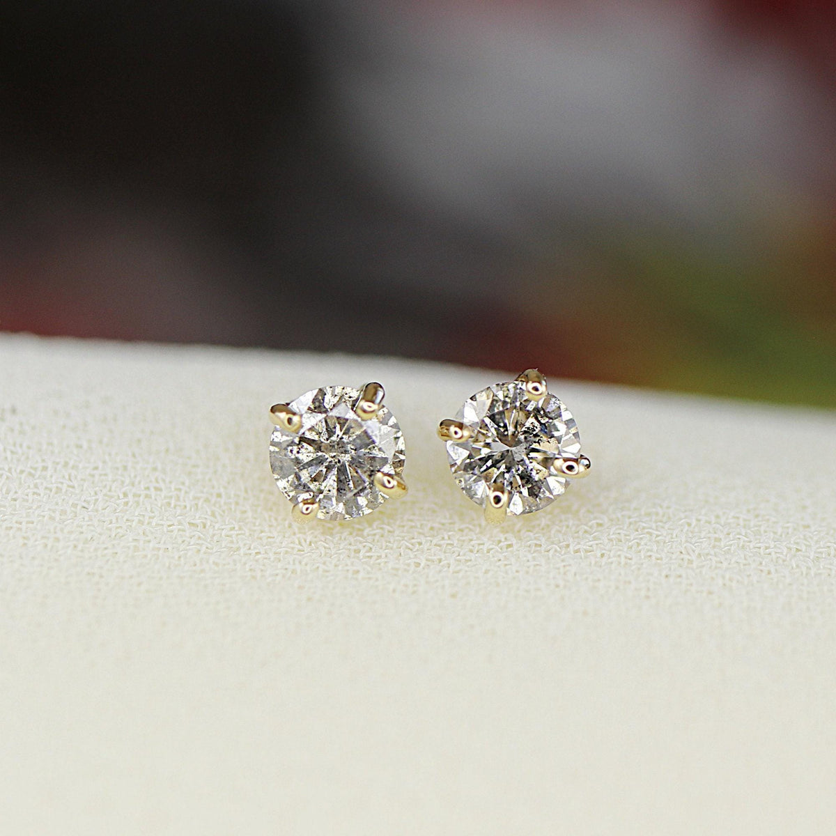 0.20 Ct Salt and Pepper Diamond Earrings 14k Gold - Melt'm Jewelry
