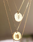 Custom Initial Necklace Gold Filled – Hand Stamped Hammered Coin Necklace, Personalized Mother Gift, Bridesmaid Jewelry - Melt'm Jewelry