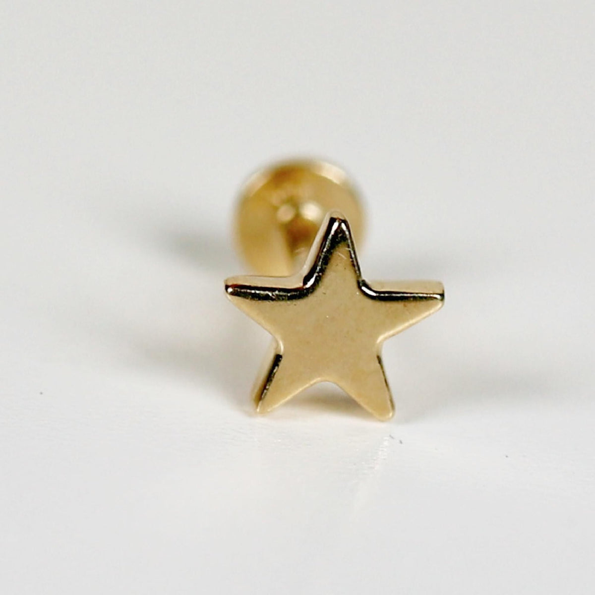 Star Earrings 14k Solid Gold (SINGLE), Internally Threaded Flat Back Earrings - Melt'm Jewelry