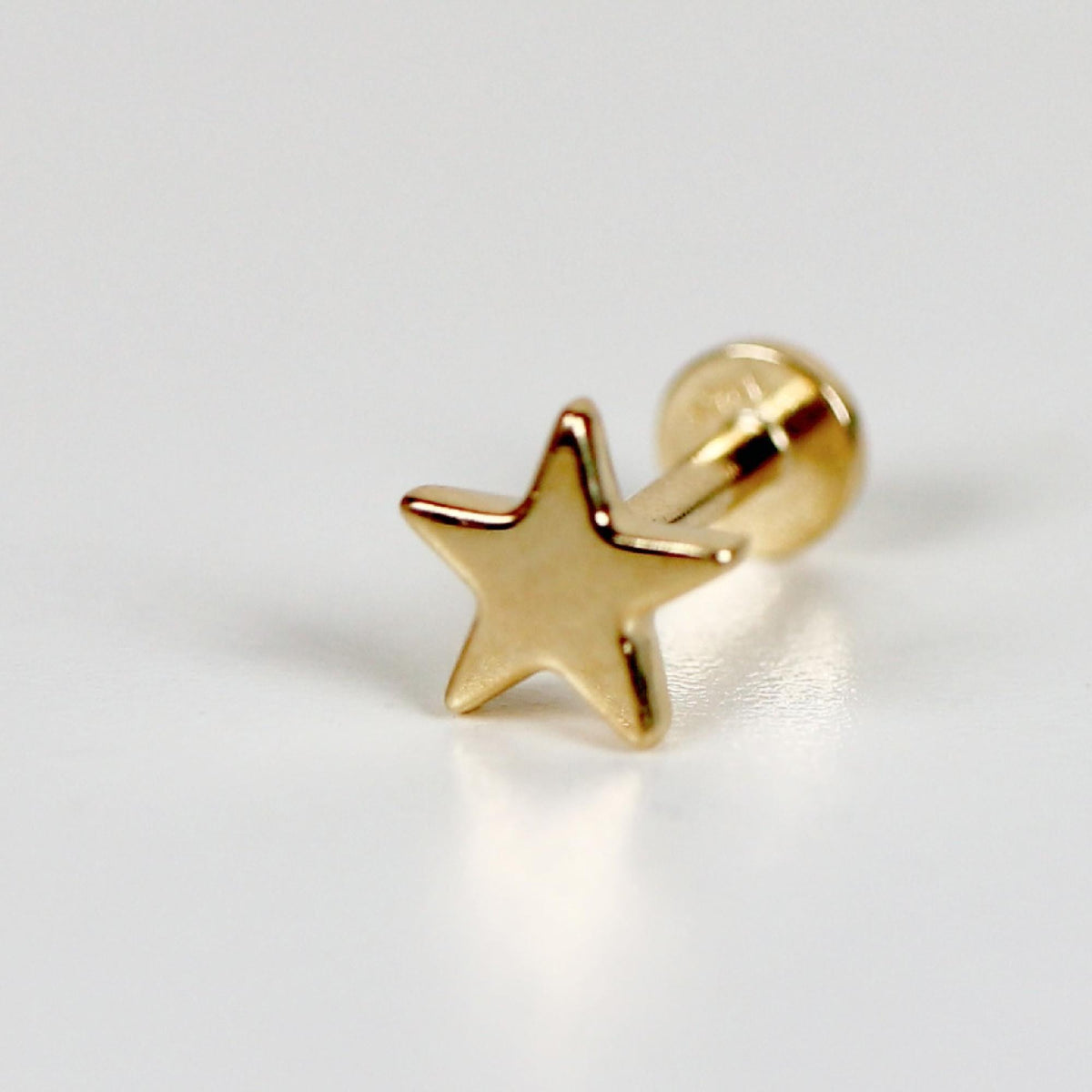 Star Earrings 14k Solid Gold (SINGLE), Internally Threaded Flat Back Earrings - Melt'm Jewelry