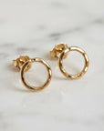 10mm Hammered Circle Stud Earrings, Gold Filled or Sterling Silver Studs - Melt'm Jewelry