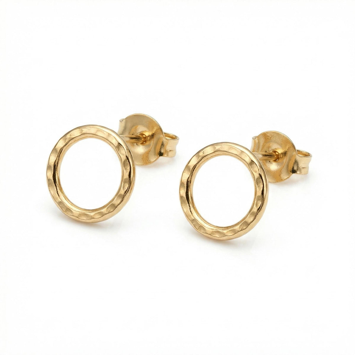 10mm Hammered Circle Stud Earrings, Gold Filled or Sterling Silver Studs - Melt'm Jewelry