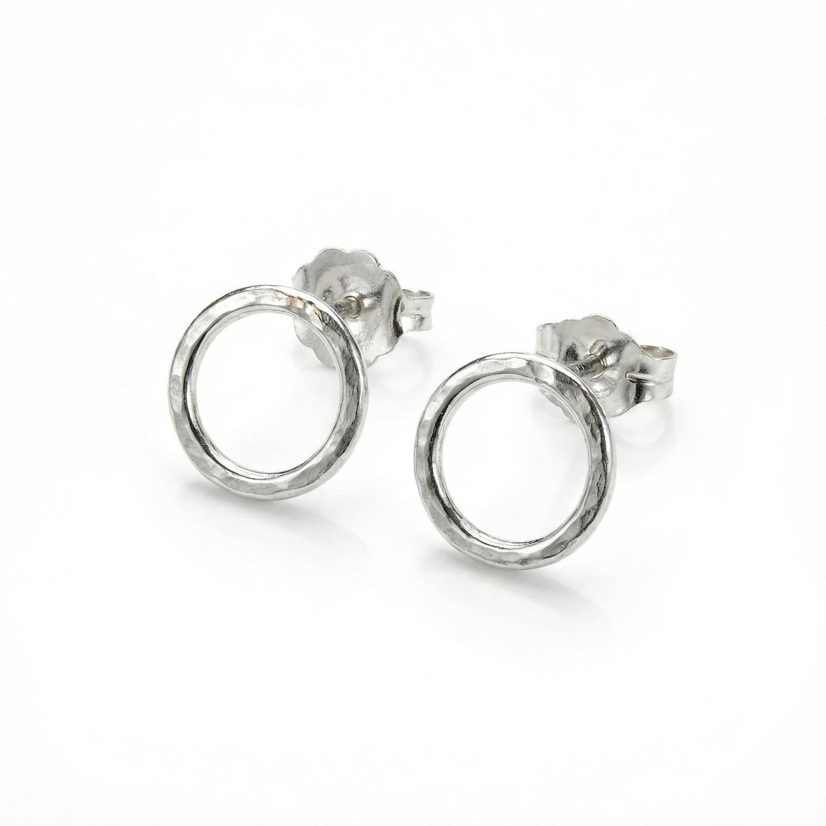 10mm Hammered Circle Stud Earrings, Gold Filled or Sterling Silver Studs - Melt'm Jewelry