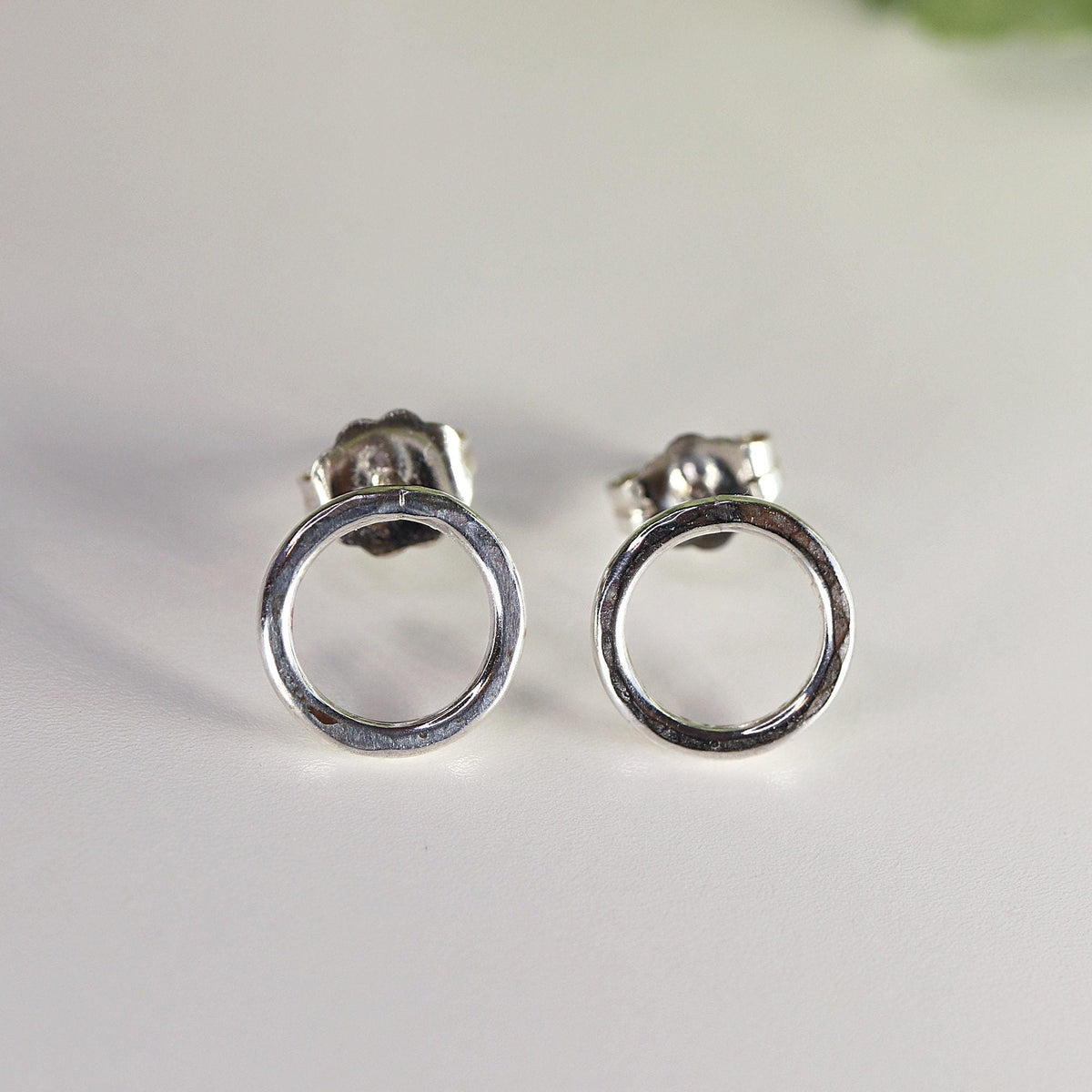 10mm Hammered Circle Stud Earrings, Gold Filled or Sterling Silver Studs - Melt'm Jewelry
