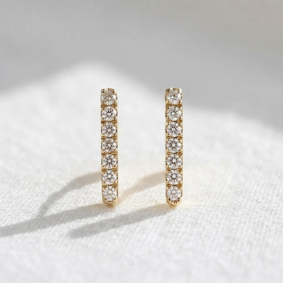 Diamond Bar Earrings in 14k Gold (SINGLE or PAIR) - Melt'm Jewelry