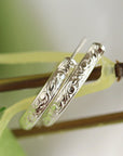 Small Sterling Silver Hoops Earrings, 3/4 Inch Patterned Silver Hoop Earrings - Melt'm Jewelry