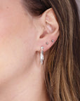 Small Sterling Silver Hoops Earrings, 3/4 Inch Patterned Silver Hoop Earrings - Melt'm Jewelry
