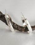 Small Sterling Silver Hoops Earrings, 3/4 Inch Patterned Silver Hoop Earrings - Melt'm Jewelry