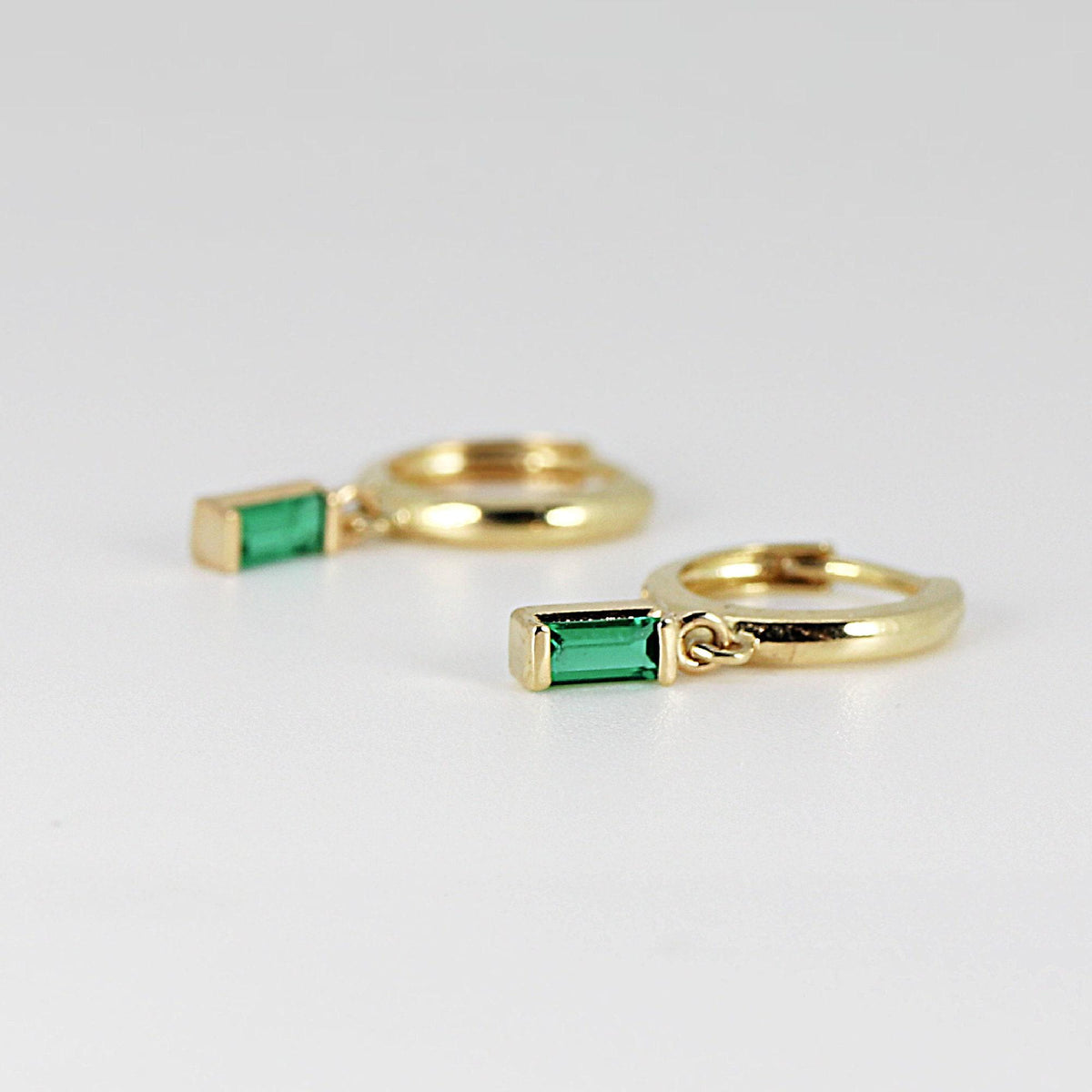 Emerald Earrings 14k Solid Gold - Melt'm Jewelry