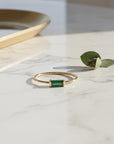 Minimalist Baguette Emerald Ring 14k Gold - Melt'm Jewelry