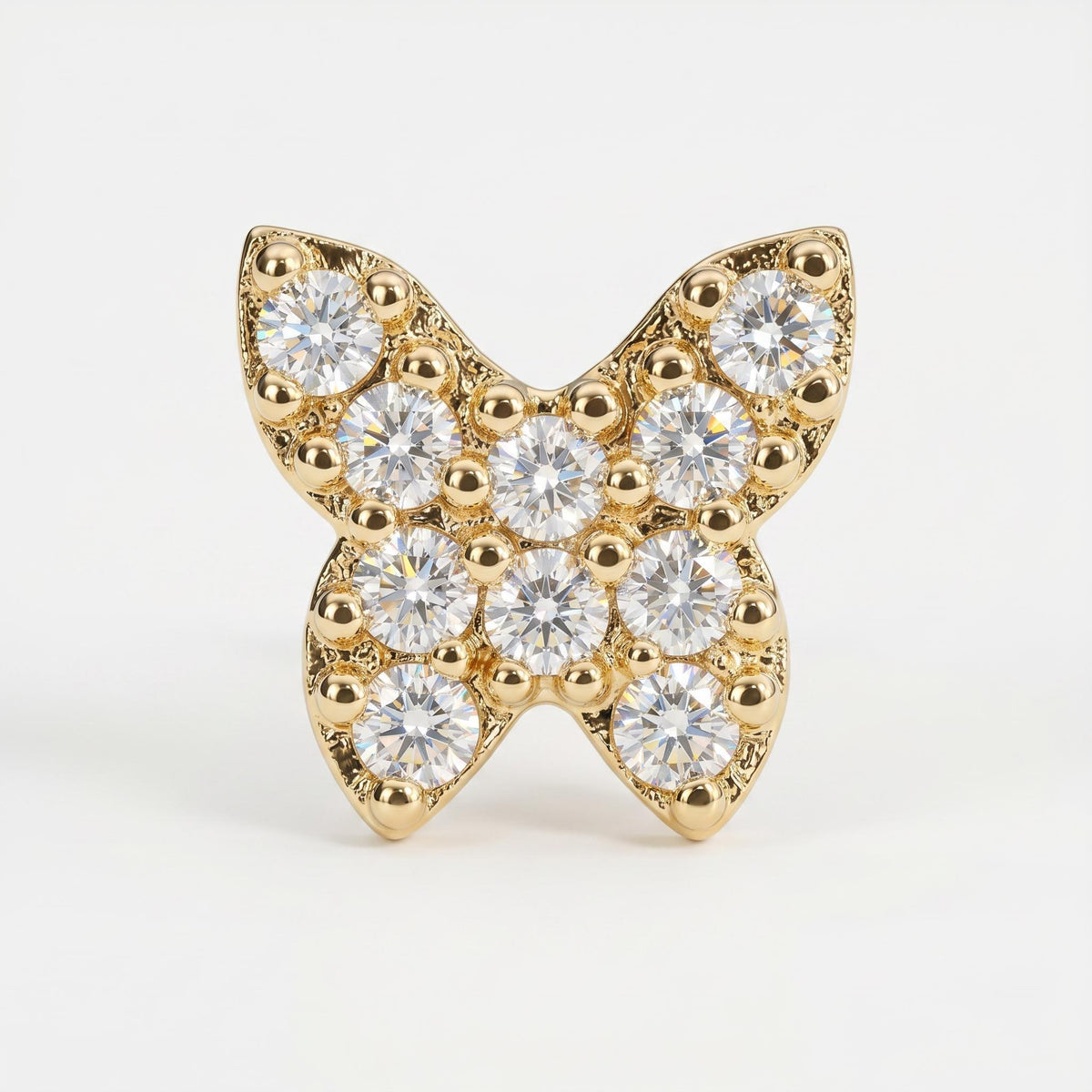 CZ Butterfly Flat Back Earrings 14k Solid Gold (single or pair) - Melt'm Jewelry