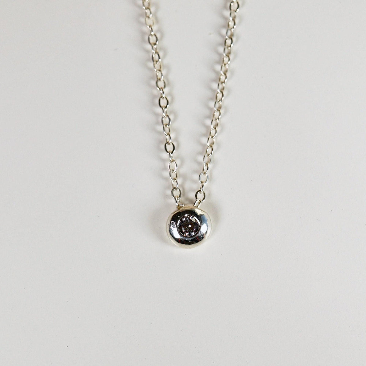 Sterling Silver Floating CZ Pebble Necklace - Melt'm Jewelry