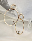 Large Double Aquamarine Hoop Earrings in 14k Gold - Melt'm Jewelry