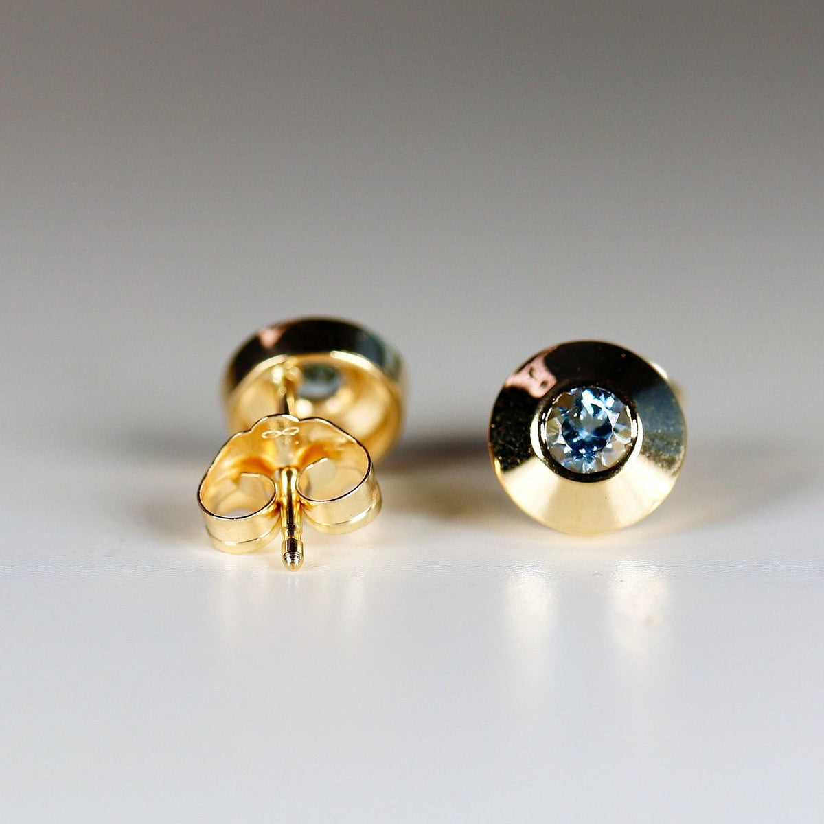 Aquamarine Dome Earrings - Melt'm Jewelry