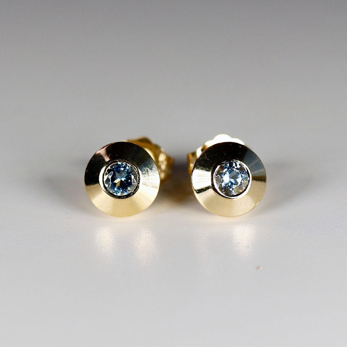 Aquamarine Dome Earrings - Melt'm Jewelry