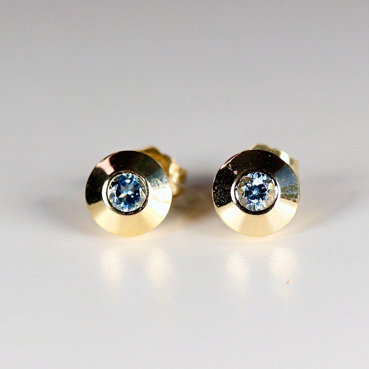 Aquamarine Dome Earrings - Melt'm Jewelry