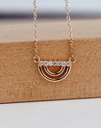 10K Solid Gold Diamond Rainbow Necklace, Lab Grown Diamond Pendant, Dainty Gold Necklace, Adjustable 16-20", Gift for Her