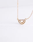 10K Solid Gold Diamond Rainbow Necklace, Lab Grown Diamond Pendant, Dainty Gold Necklace, Adjustable 16-20", Gift for Her
