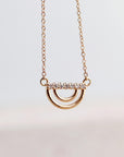 10K Solid Gold Diamond Rainbow Necklace, Lab Grown Diamond Pendant, Dainty Gold Necklace, Adjustable 16-20", Gift for Her