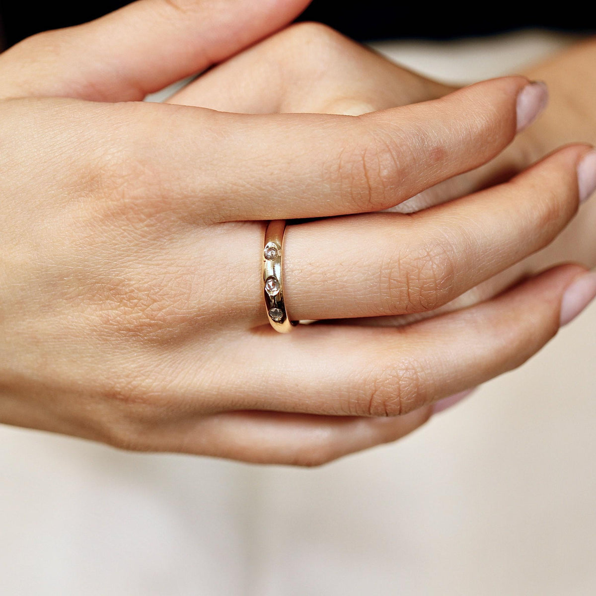Flush Set Diamond Dome Wedding Band Ring - Melt'm Jewelry